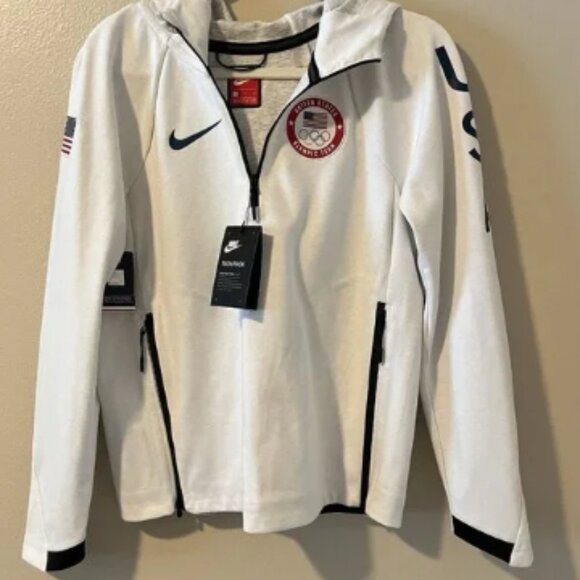 nike olympic tech Hoodie Women S White USA NWT Training Sport Untied State Sport - Picture 1 of 10